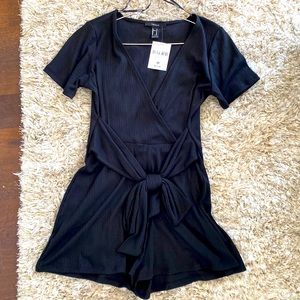 Black Romper with Front Tie
